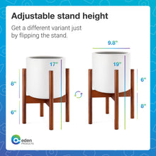 Load image into Gallery viewer, EdenHomes Mid Century Modern 10 Inch Flower Plant Stand with Pot Set